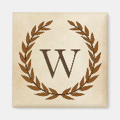 Aimant Wreath Laurel sur Parchemin Monogramme initial W (Devant)