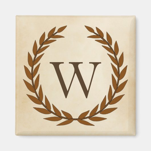 Aimant Wreath Laurel sur Parchemin Monogramme initial W (Devant)