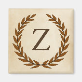 Aimant Wreath Laurel sur Parchemin Monogramme initial Z (Devant)