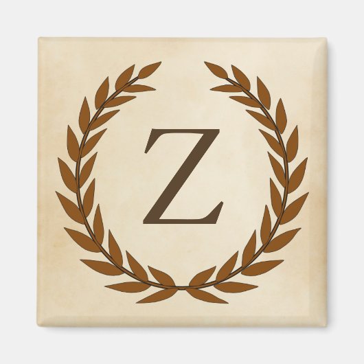 Aimant Wreath Laurel sur Parchemin Monogramme initial Z (Devant)