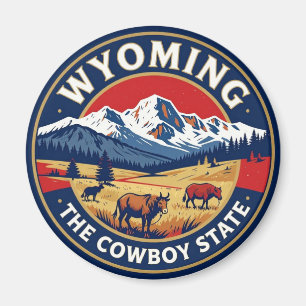 Aimant WYOMING État de Cow-Boy Patrimoine Montagnard
