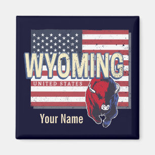 Aimant Wyoming États-Unis Retro State Carte Vintage États