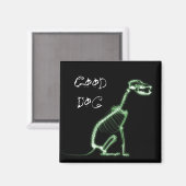 AIMANT X RAY BON CHIEN SKELETON DE CHIEN ASSIS - VERT (Recto/Verso)