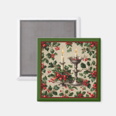 Aimant Xmas Holly et Imaginaire aux bougies (Recto/Verso)