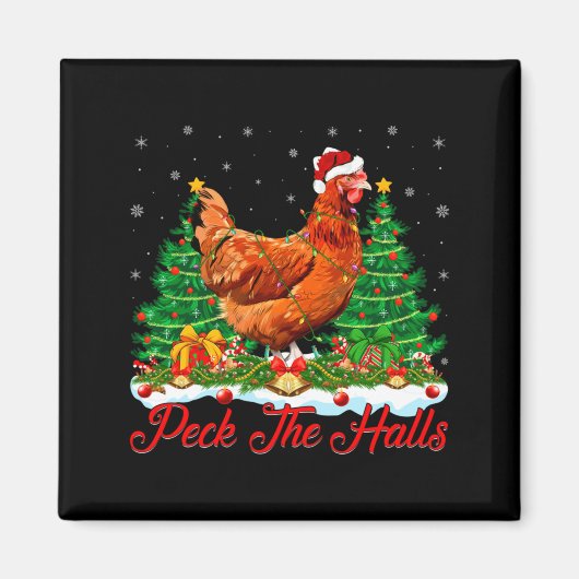 Aimant Xmas Lighting Santa Hat Chicken Christmas Tree  (Devant)