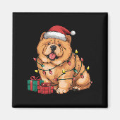 Aimant Xmas Lighting Santa Hat Chow Chow Dog Christmas Fo (Devant)