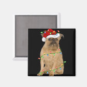 Aimant Xmas Lights Santa Hat Brussels Griffon Dog Christm (Recto/Verso)