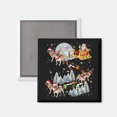 Aimant Xmas Pug Sledge Christmas Sledge Santa Dog T Shirt (Recto/Verso)