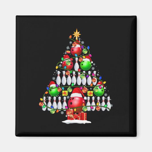 Aimant Xmas Tree Bowling Xmas Lights Père Noël Bowling Ll (Devant)