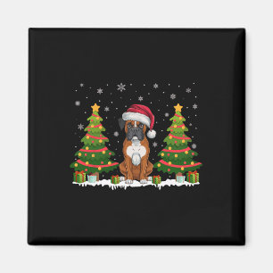 Aimant Xmas Tree Lights Boxe Chien Santa Hat Noël Swe
