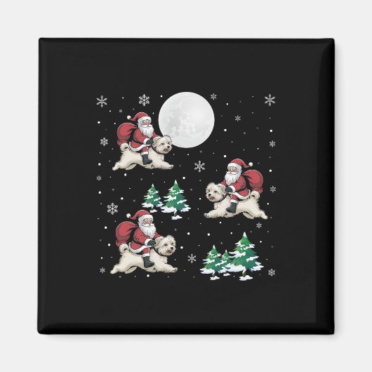 Aimant Xmas Tree Père Noël équitation chien maltais drôle (Devant)