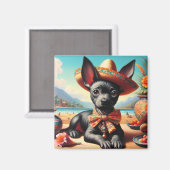 Aimant Xoloitzcuintle vintage (Recto/Verso)