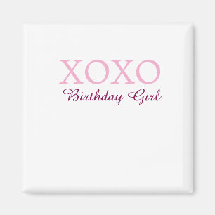 Aimant Xoxo nom de fille d'anniversaire rose mauve simple