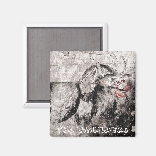 Aimant Yak, Yak - Art Tibétain Ancien (Aimant Frigo) (Recto/Verso)