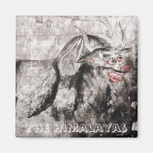 Aimant Yak, Yak - Art Tibétain Ancien (Aimant Frigo) (Devant)