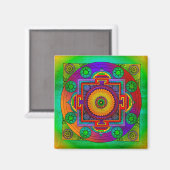 Aimant YANTRA - grande roue - violet vert (Recto/Verso)