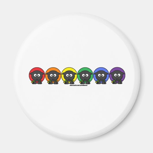 Aimant Yarnoholics Anonyme Fluffy Rainbow Sheep (Devant)
