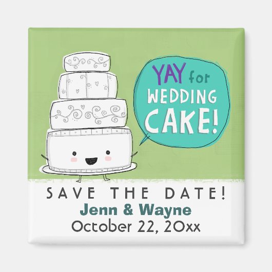 Aimant YAY pour Mariage Cake ! Sauvez la date avec humour (Devant)