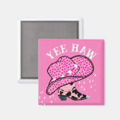 Aimant Yee Haw Pink Cowgirl Rodeo Casquette Boot (Recto/Verso)
