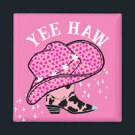 Aimant Yee Haw Pink Cowgirl Rodeo Casquette Boot<br><div class="desc">Casquette étoilé de cowboy moderne et aimant de démarrage</div>