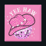 Aimant Yee Haw Rose Purple Cowgirl Disco Rodeo<br><div class="desc">Cowboy moderne starry casquette et aimant de boule disco dans la couleur rose pastel.</div>