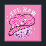 Aimant Yee Haw Rose Purple Cowgirl Disco Rodeo<br><div class="desc">Cowboy moderne starry casquette et aimant de boule disco dans la couleur rose pastel.</div>