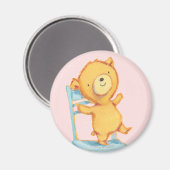 Aimant Yellow Bear Dance and Plays on Chair (Recto/Verso)
