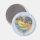 Aimant Yellow Bird Heart nom personnalisé (Recto/Verso)