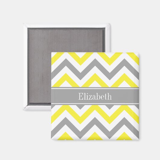 Aimant Yellow Dk Gray White LG Chevron Gray Nom Monogram (Recto/Verso)