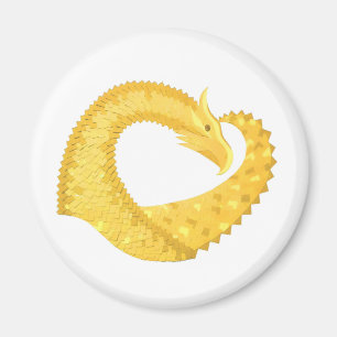 Aimant Yellow heart dragon on white