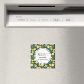 Aimant Yellow Lemon and Lime Fruit Pattern Save the Date (In Situ (Lave-vaisselle))
