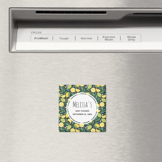 Aimant Yellow Lemon and Lime Fruit Pattern Save the Date (In Situ (Lave-vaisselle))