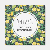 Aimant Yellow Lemon and Lime Fruit Pattern Save the Date (Devant)