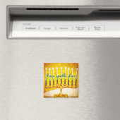 Aimant Yellow Peace Sparkle Shine Script Hanoukka Menorah (In Situ (Lave-vaisselle))