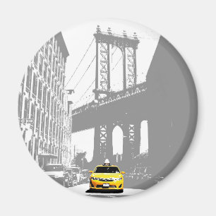 Aimant Yellow Taxi Brooklyn Bridge Nyc New York City
