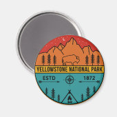 Aimant Yellowstone National Park Retro Wyoming USA Bison (Recto/Verso)