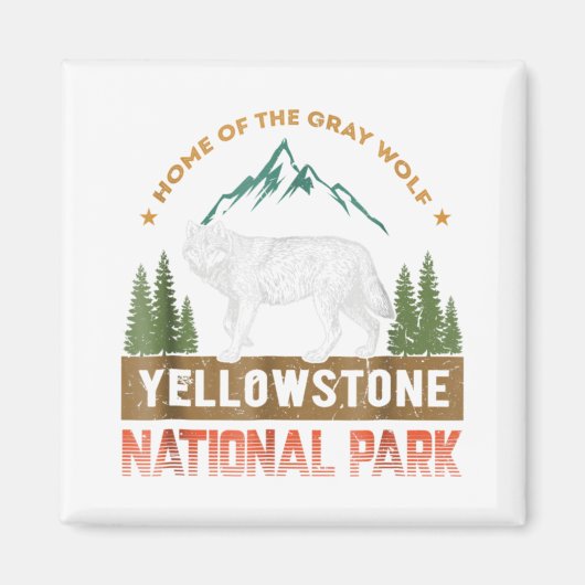 Aimant Yellowstone National Park T-Shirt Wolf Hommes Vint (Devant)