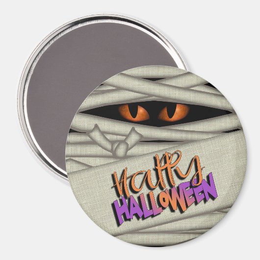 Aimant Yeux de maman Joyeux Halloween orange/violet ID685 (Recto/Verso)