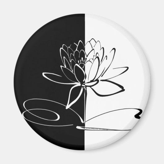 Aimant Yin Yang Black Lotus Blossom (Devant)
