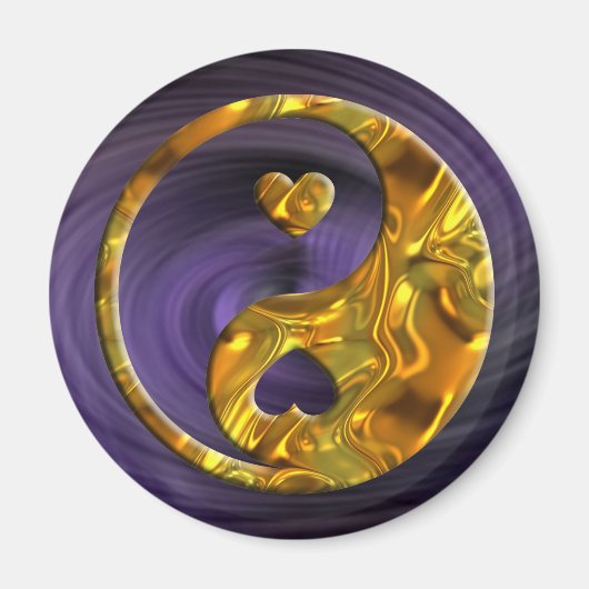 Aimant Yin & Yang / Coeurs or (Devant)