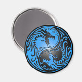 Aimant Yin Yang Dragons, bleu et noir (Recto/Verso)