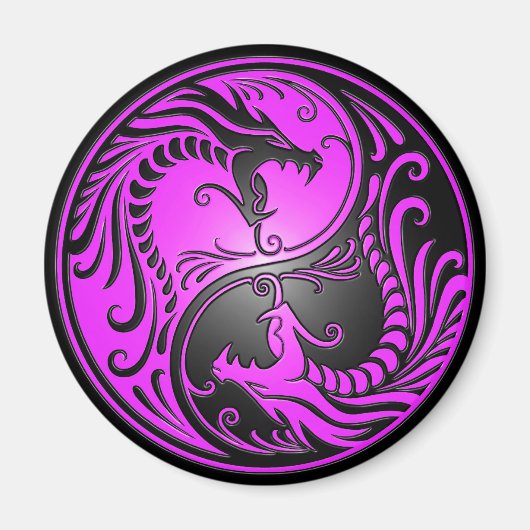 Aimant Yin Yang Dragons, purple and black (Devant)