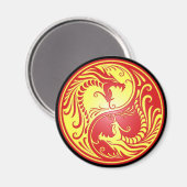Aimant Yin Yang Dragons, rouge et jaune (Recto/Verso)