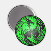 Aimant Yin Yang Dragons, vert et noir (Recto/Verso)
