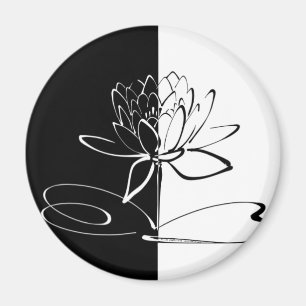Aimant Yin Yang Fleur de Lotus Noir et Blanc