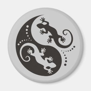 Aimant YIN & YANG Geckos black + your background & idea