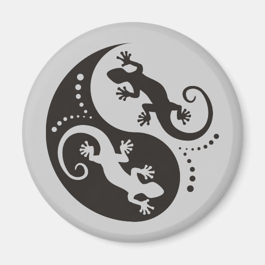 Aimant YIN & YANG Geckos black + your background & idea (Devant)