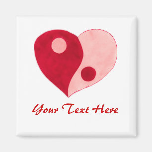 Aimant Yin Yang Heart (Rouge/Rose)