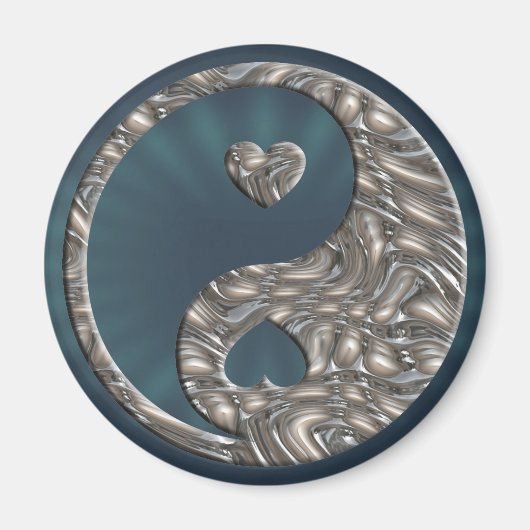 Aimant Yin & Yang / Hearts SILVER (Devant)
