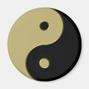 Aimant yin yang noir et or